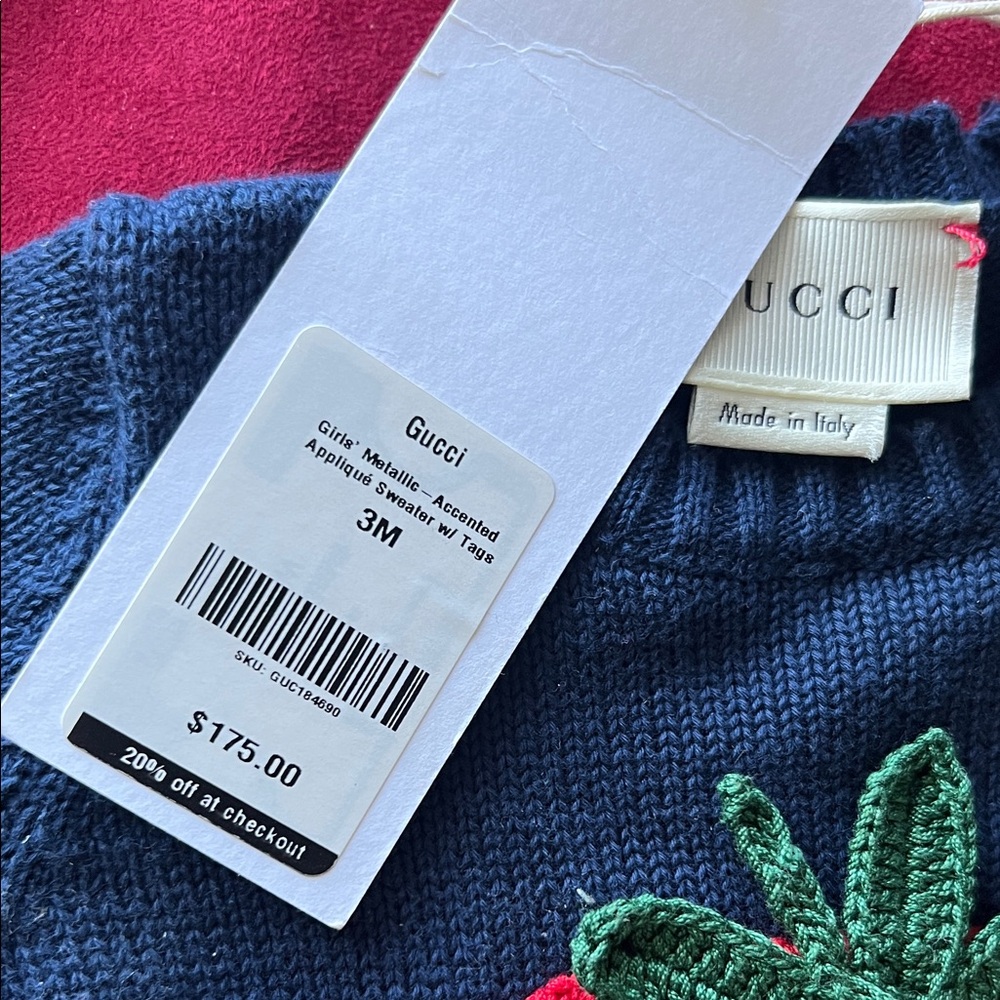 Gucci Navy Sweater with Strawberry for baby